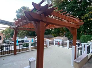A wooden pergola